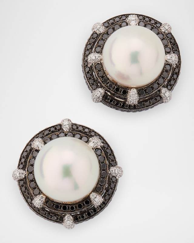 18K White Gold Diamond Cultured Pearl Earring, Single